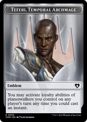 Clue // Emblem - Teferi, Temporal Archmage Double-Sided Token [Commander Masters Tokens] | Pandora's Boox