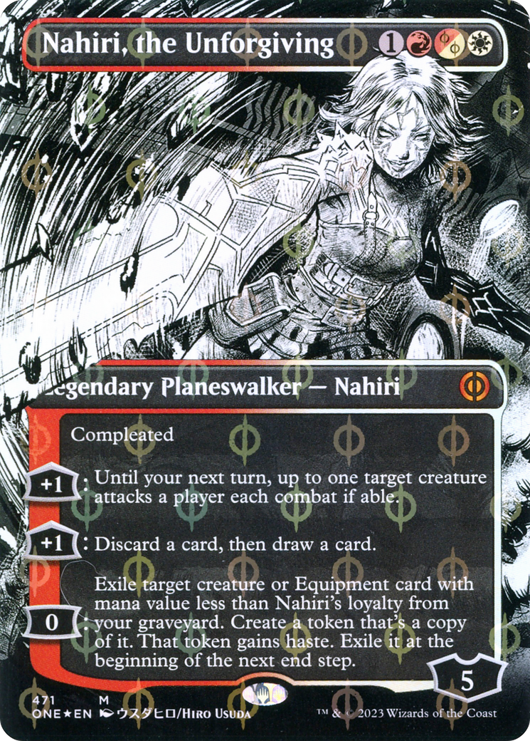 Nahiri, the Unforgiving (Borderless Manga Step-and-Compleat Foil) [Phyrexia: All Will Be One] | Pandora's Boox