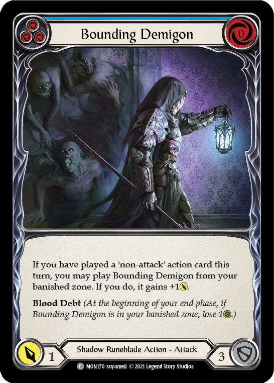 Bounding Demigon (Blue) (Rainbow Foil) [MON170-RF] 1st Edition Rainbow Foil