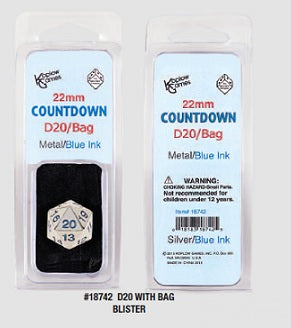 Countdown D20/Bag Silver/Blue Ink | Pandora's Boox