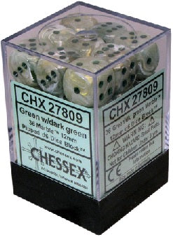 Chessex D6 Dice Marble Green with Dark Green CHX27809 | Pandora's Boox