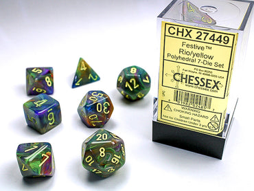 Chessex Dice (7pc) Festive Rio with Yellow CHX27449