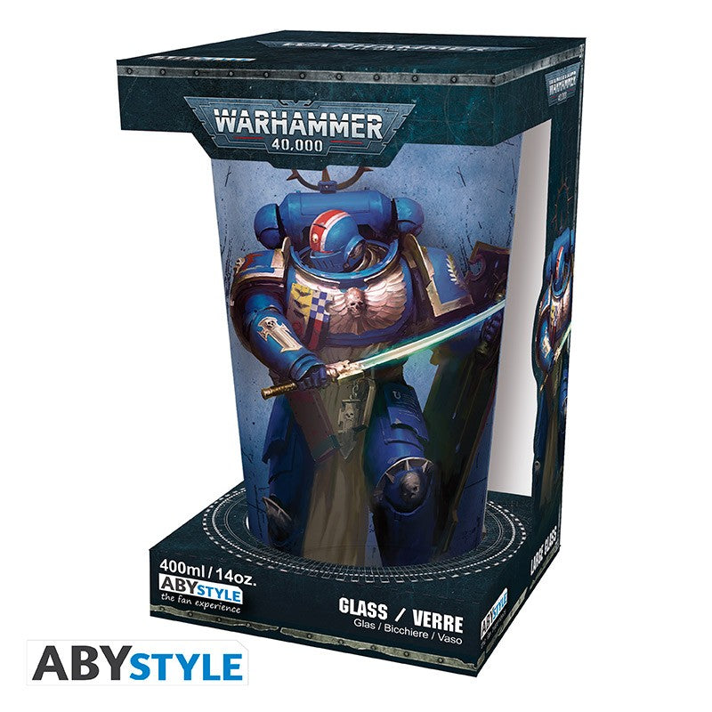 Warhammer 40k Large Glass Ultramarine 14oz | Pandora's Boox