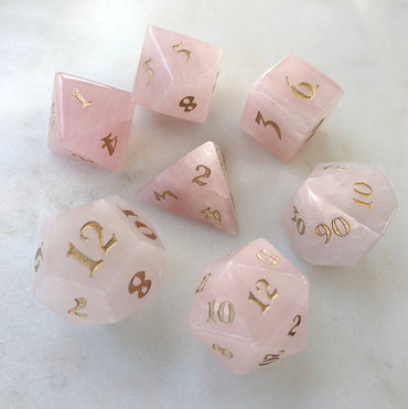 Gemstone Dice 7pc Pink Moon - Rose Quartz